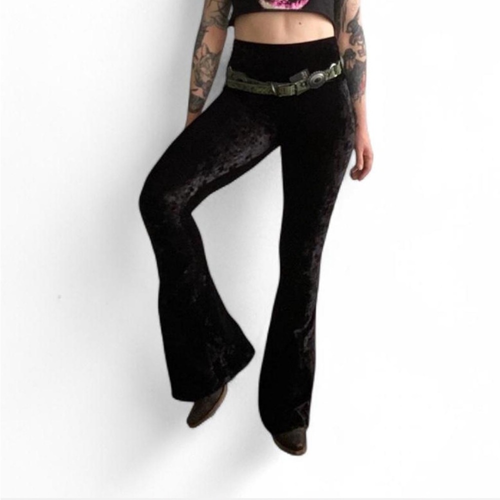 Black Velvet Flare Pants